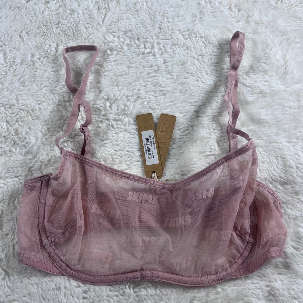 SKIMS Womens Monogram Mesh Balconette Bra Orchid Pink Purple XXS BR-BND-1310 NWT